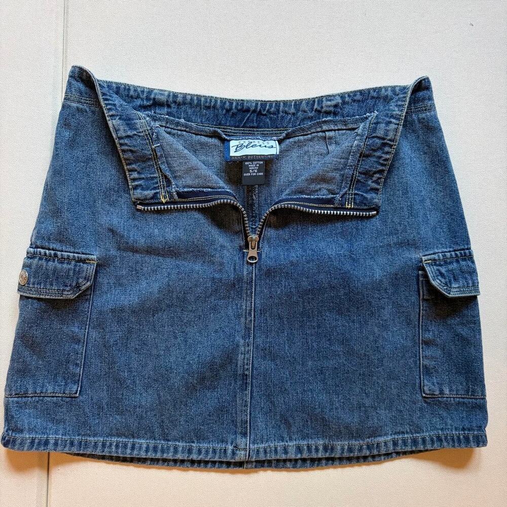Vintage 90s Express Bleus Full Zip Cargo Denim Mini Skirt 5/6